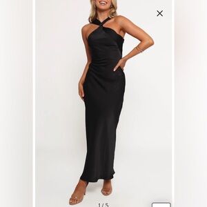 Petal & Pup Donata Satin Evening Dress, Black, Small